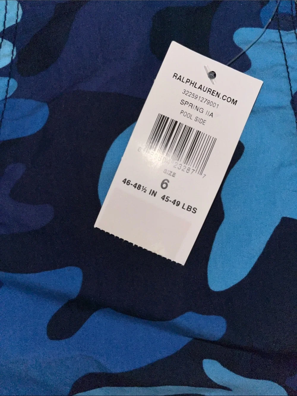 NWT Boys Polo Ralph Lauren Blue Camo Swimsuit with pockets size 6